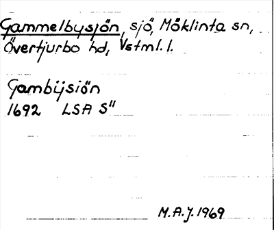 Bild på arkivkortet för arkivposten Gammelbysjön