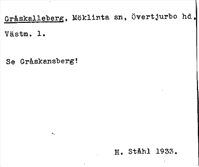 Bild på arkivkortet för arkivposten Gråskalleberg