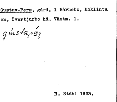 Bild på arkivkortet för arkivposten Gustav-Pers