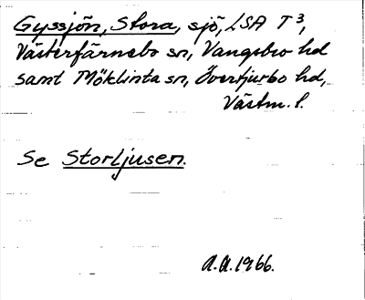 Bild på arkivkortet för arkivposten Gyssjön, Stora, se Storljusen