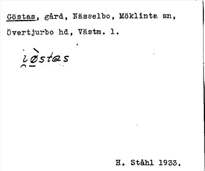 Bild på arkivkortet för arkivposten Göstas