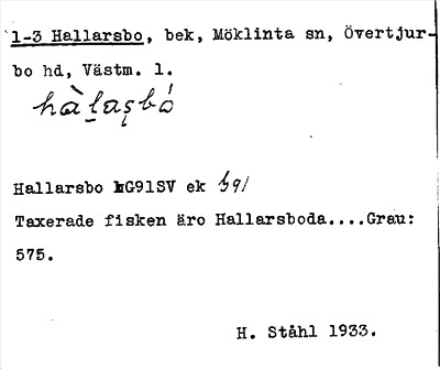 Bild på arkivkortet för arkivposten Hallarsbo