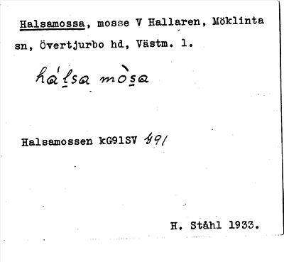 Bild på arkivkortet för arkivposten Halsamossa