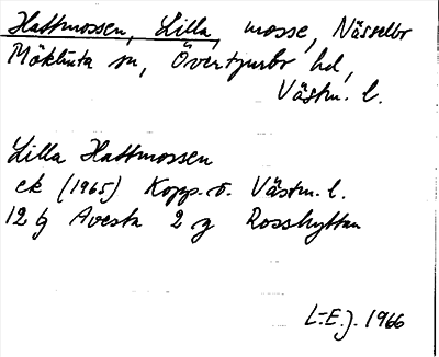 Bild på arkivkortet för arkivposten Hattmossen, Lilla