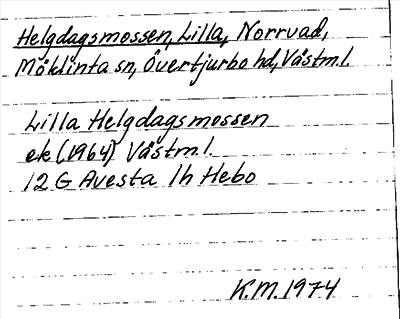 Bild på arkivkortet för arkivposten Helgdagsmossen, Lilla