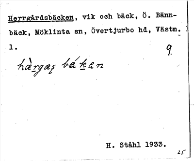 Bild på arkivkortet för arkivposten Herrgårdsbäcken
