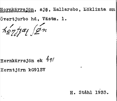 Bild på arkivkortet för arkivposten Hornkärrsjön
