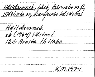 Bild på arkivkortet för arkivposten Hålldammsb.