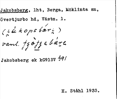 Bild på arkivkortet för arkivposten Jakobsberg
