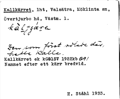Bild på arkivkortet för arkivposten Kallkärret