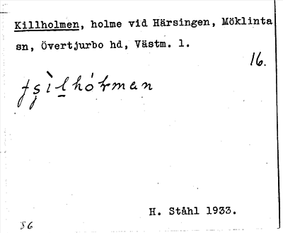 Bild på arkivkortet för arkivposten Killholmen