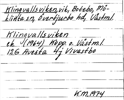 Bild på arkivkortet för arkivposten Klingvallsviken