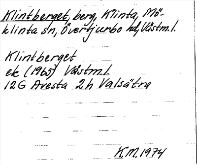 Bild på arkivkortet för arkivposten Klintberget