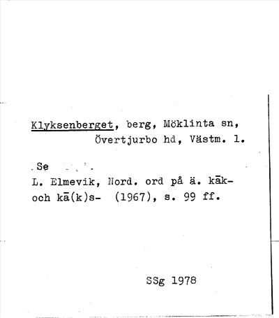 Bild på arkivkortet för arkivposten Klysenberget