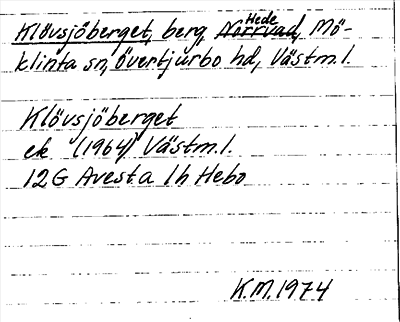 Bild på arkivkortet för arkivposten Klövsjöberget
