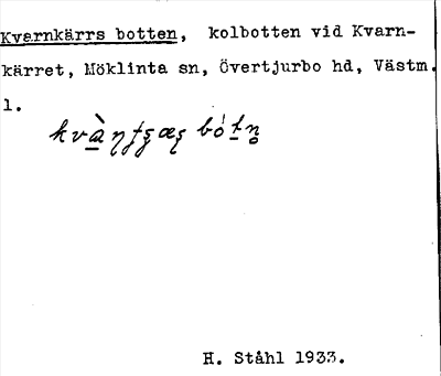 Bild på arkivkortet för arkivposten Kvarnkärrs botten