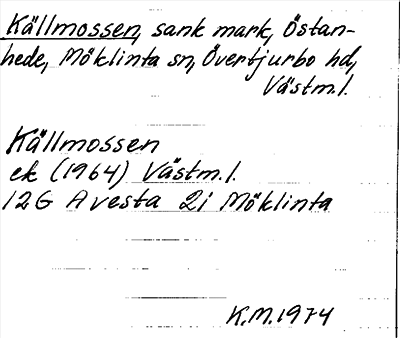 Bild på arkivkortet för arkivposten Källmossen