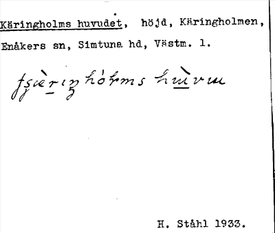 Bild på arkivkortet för arkivposten Käringholms huvudet