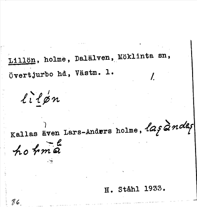 Bild på arkivkortet för arkivposten Lillön