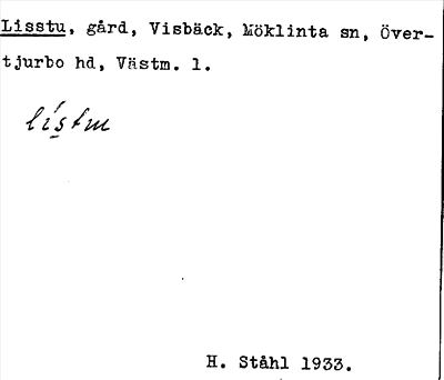 Bild på arkivkortet för arkivposten Lisstu