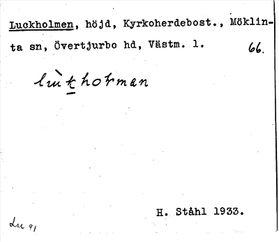 Bild på arkivkortet för arkivposten Luckholmen