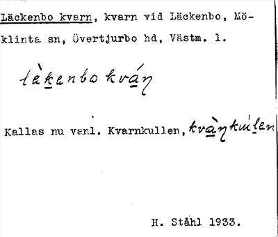 Bild på arkivkortet för arkivposten Läckenbo kvarn