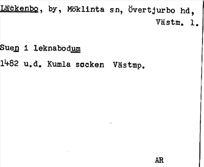 Bild på arkivkortet för arkivposten Läckenbo