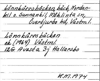 Bild på arkivkortet för arkivposten Lönnkärrsbäcken