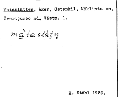 Bild på arkivkortet för arkivposten Mataslätten