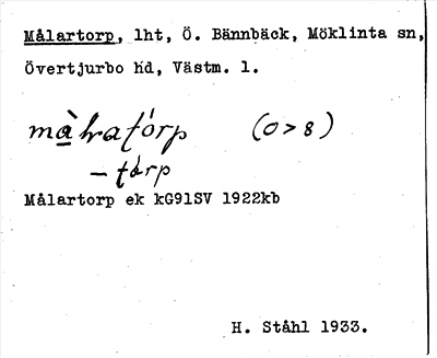 Bild på arkivkortet för arkivposten Målartorp