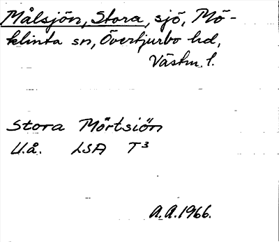 Bild på arkivkortet för arkivposten Målsjön, Stora