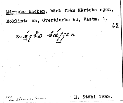 Bild på arkivkortet för arkivposten Mårtsbo bäcken