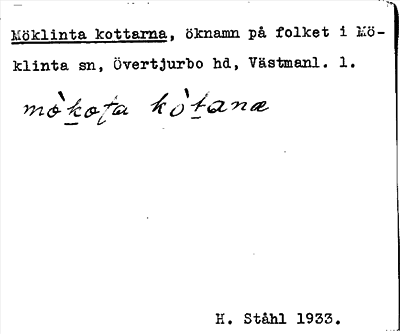 Bild på arkivkortet för arkivposten Möklinta kottarna
