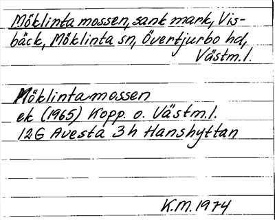 Bild på arkivkortet för arkivposten Möklinta mossen