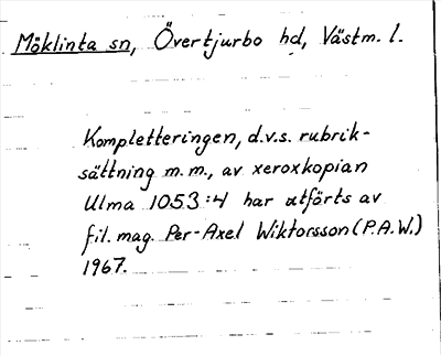 Bild på arkivkortet för arkivposten Möklinta socken