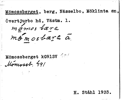 Bild på arkivkortet för arkivposten Mömossberget