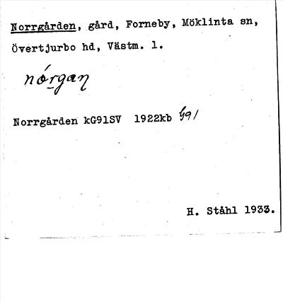 Bild på arkivkortet för arkivposten Norrgården