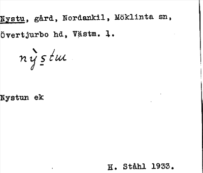 Bild på arkivkortet för arkivposten Nystu