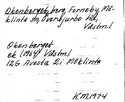 Bild på arkivkortet för arkivposten Okenberget