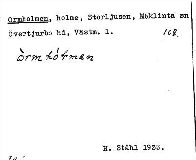Bild på arkivkortet för arkivposten Ormholmen