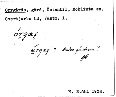Bild på arkivkortet för arkivposten Orrgårds
