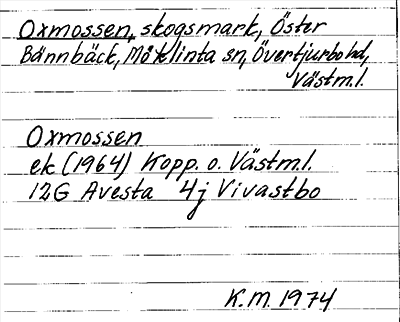 Bild på arkivkortet för arkivposten Oxmossen