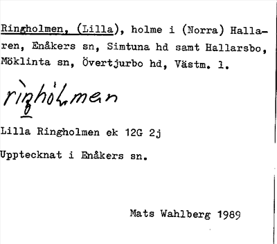 Bild på arkivkortet för arkivposten Ringholmen, (Lilla)