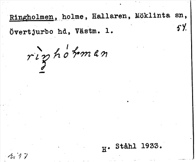 Bild på arkivkortet för arkivposten Ringholmen