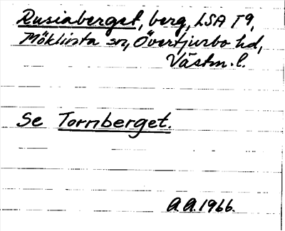 Bild på arkivkortet för arkivposten Rusiaberget, se Tornberget