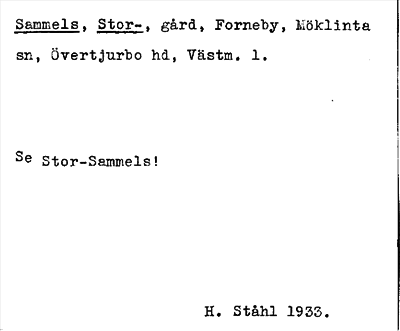 Bild på arkivkortet för arkivposten Sammels, Stor-