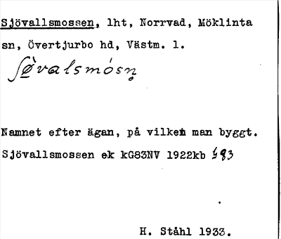 Bild på arkivkortet för arkivposten Sjövallsmossen