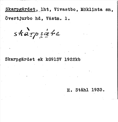 Bild på arkivkortet för arkivposten Skarpgärdet