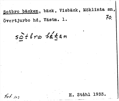 Bild på arkivkortet för arkivposten Sotbro bäcken