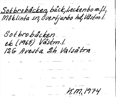 Bild på arkivkortet för arkivposten Sotbrobäcken